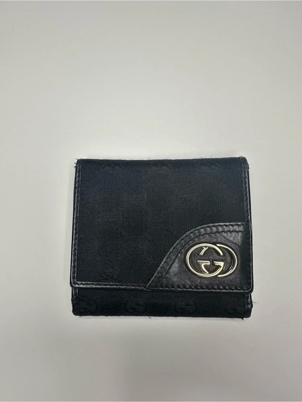 Authentic Gucci Black Men's Wallet with Gold GG Emblem